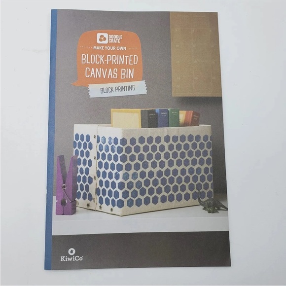 KiwiCo DOODLE CRATE Make Your Own “Block Printed Canvas Bin” Block Printing - Picture 4 of 16